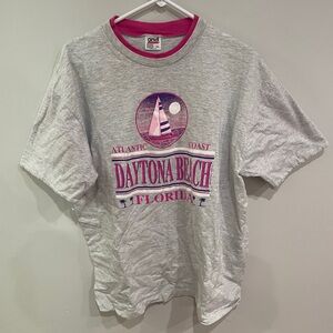 VTG Daytona Beach Sailing T Shirt Mens Size Medium 90s Florida Made In USA Pink